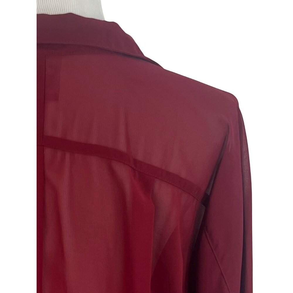 Vintage Romeo & Juliet Couture Silk Blend Burgundy Draped Surplice Sheer Blouse - Picture 12 of 16